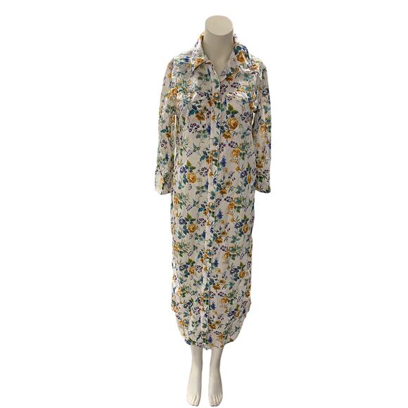 NEW / R13 Liberty London Cowboy Floral Shirt Dress Midi White - Picture 10 of 11